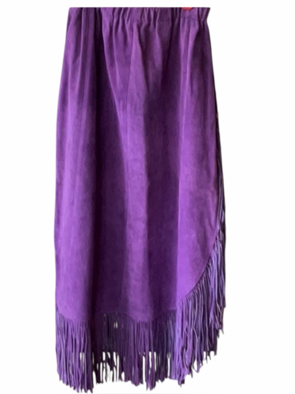 Vintage Leather City Purple Leather Fringe Skirt Western Boho Festival Womens M